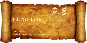 Páhi Erik névjegykártya